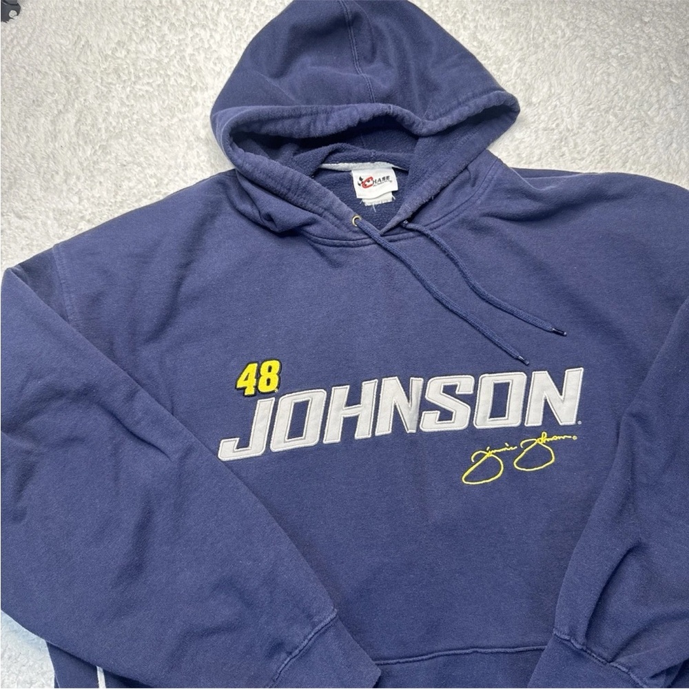 Nascar Jimmie Johnson Chase‎ Authentics Embroidered Hoodie Mens XL Blue Vintage